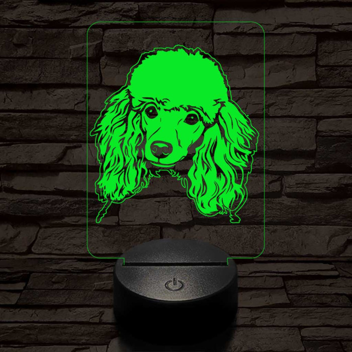 Uszkár-fej 7 színű 3D led lámpa
