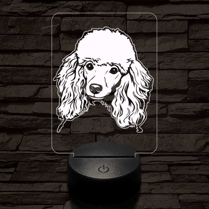 Uszkár-fej 7 színű 3D led lámpa