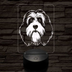 Tibeti terrier-fej 7 színű 3D led lámpa