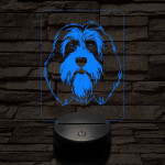 Tibeti terrier-fej 7 színű 3D led lámpa
