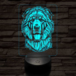 Tibeti masztiff-fej 7 színű 3D led lámpa