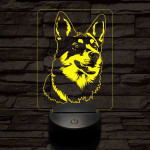 Svéd juhászkutya-fej 7 színű 3D led lámpa
