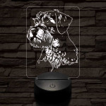 Közepes snauzer-fej 7 színű 3D led lámpa