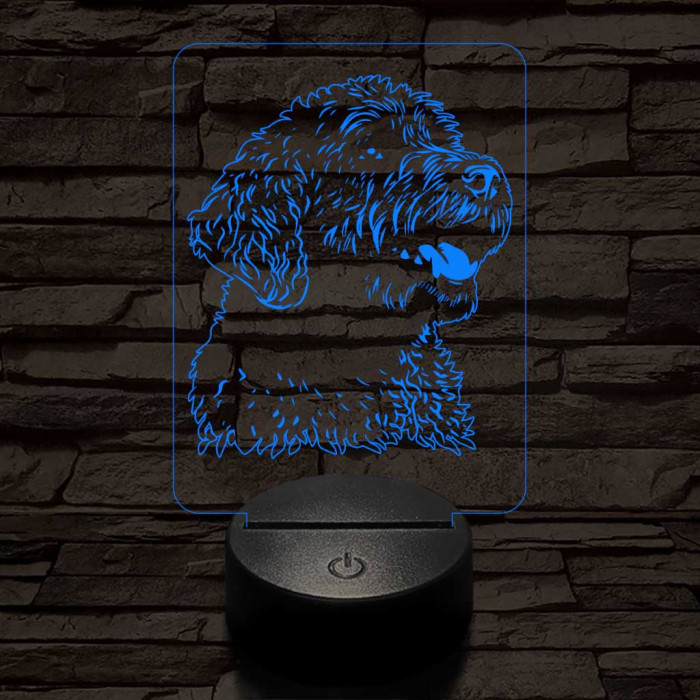 Spanyol vízikutya-fej 7 színű 3D led lámpa