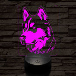 Szibériai husky-fej 7 színű 3D led lámpa