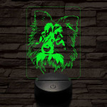 Shetlandi juhászkutya-fej 7 színű 3D led lámpa