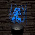 Shetlandi juhászkutya-fej 7 színű 3D led lámpa