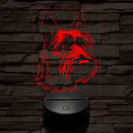 Skót terrier-fej 7 színű 3D led lámpa