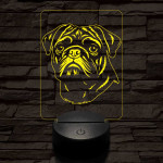 Mopsz-fej 7 színű 3D led lámpa
