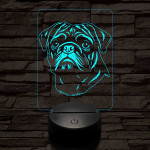 Mopsz-fej 7 színű 3D led lámpa