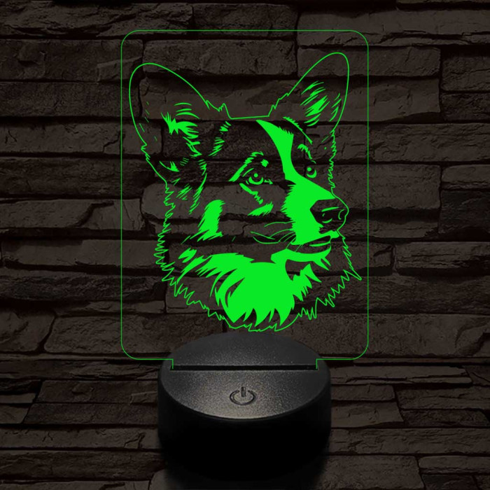 Walesi törpekutya 7 színű 3D led lámpa