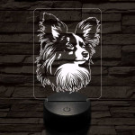 Papillon kutya 7 színű 3D led lámpa
