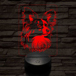 Papillon kutya 7 színű 3D led lámpa