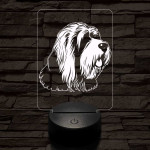 Óangol juhászkutya (bobtail) 7 színű 3D led lámpa