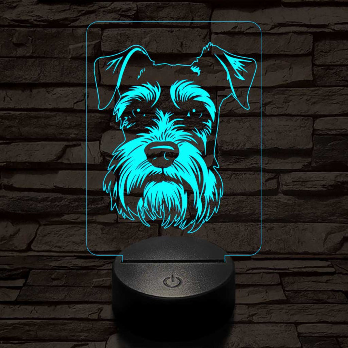 Törpe schnauzer 7 színű 3D led lámpa