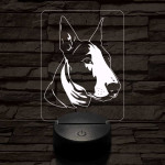 Törpe bull terrier 7 színű 3D led lámpa
