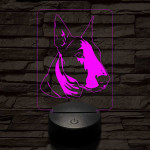 Törpe bull terrier 7 színű 3D led lámpa