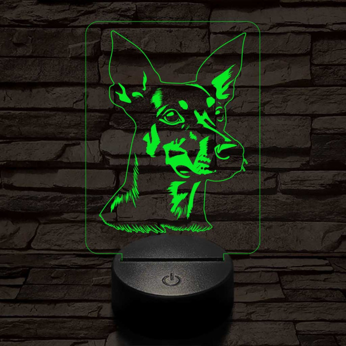 Manchester terrier 7 színű 3D led lámpa