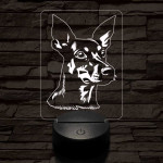 Manchester terrier 7 színű 3D led lámpa