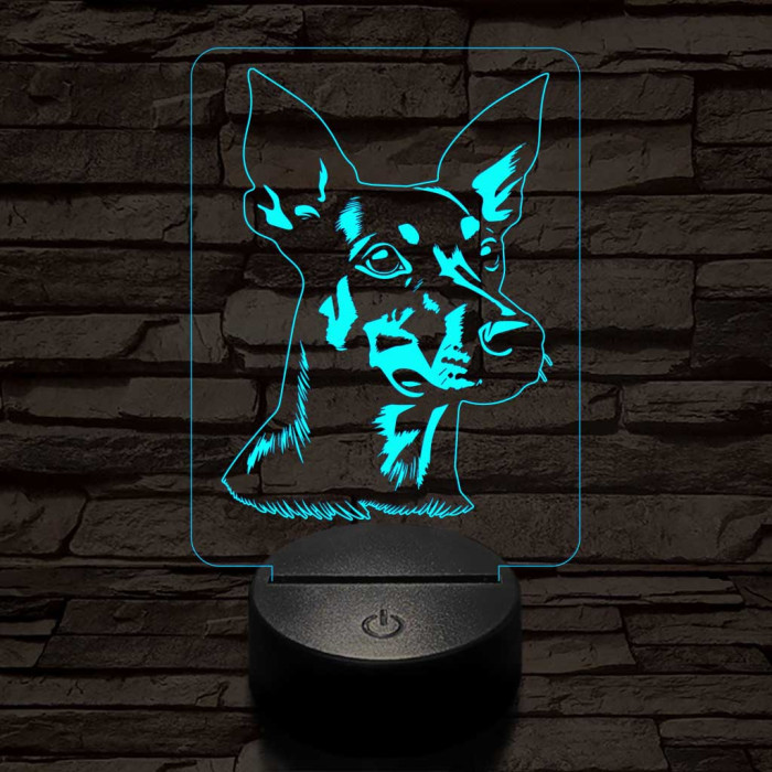 Manchester terrier 7 színű 3D led lámpa