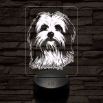 Máltai selyemkutya 7 színű 3D led lámpa