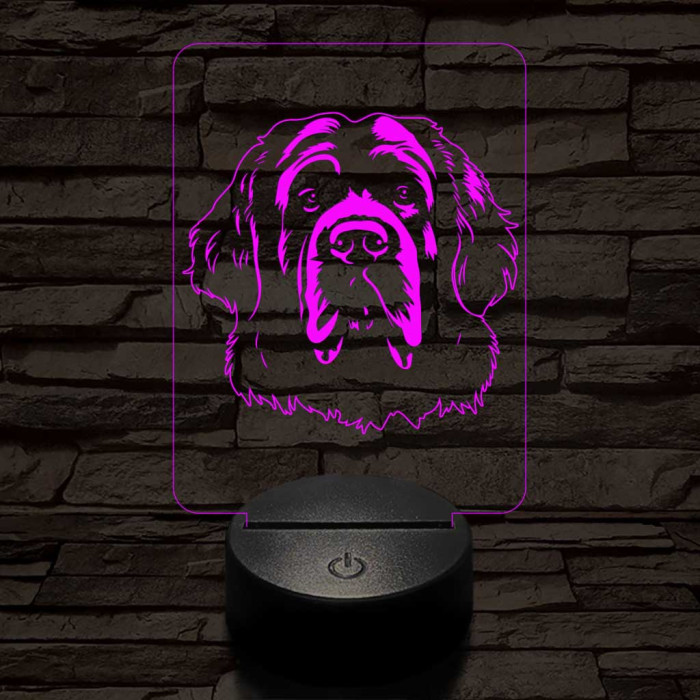 Leonbergi kutya 7 színű 3D led lámpa