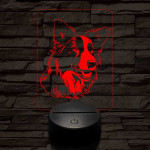 Border collie kutya 7 színű 3D led lámpa