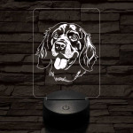 Breton spániel-fej 7 színű 3D led lámpa