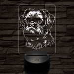 Belga törpe griffon 7 színű 3D led lámpa