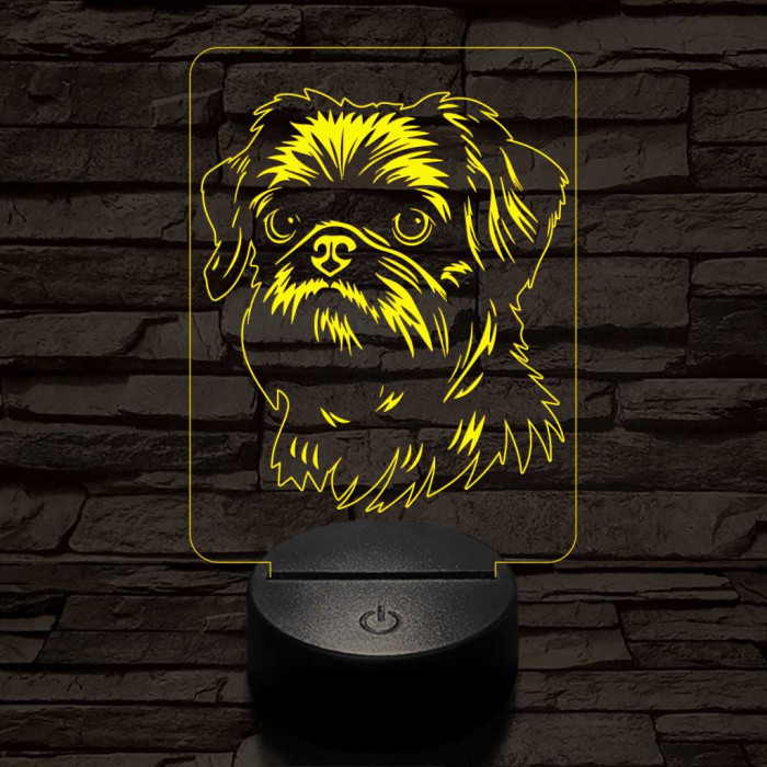 Belga törpe griffon 7 színű 3D led lámpa