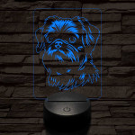 Belga törpe griffon 7 színű 3D led lámpa