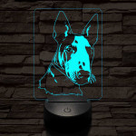 Bullterrier kutya 7 színű 3D led lámpa