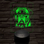 Bullmastiff 7 színű 3D led lámpa