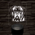 Bullmastiff 7 színű 3D led lámpa