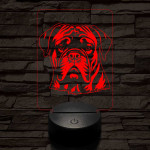 Bullmastiff 7 színű 3D led lámpa