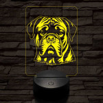 Bullmastiff 7 színű 3D led lámpa