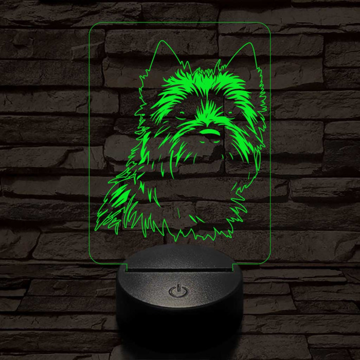 Cairn terrier 7 színű 3D led lámpa