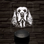 Clumber spániel 7 színű 3D led lámpa