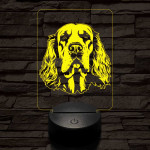 Clumber spániel 7 színű 3D led lámpa