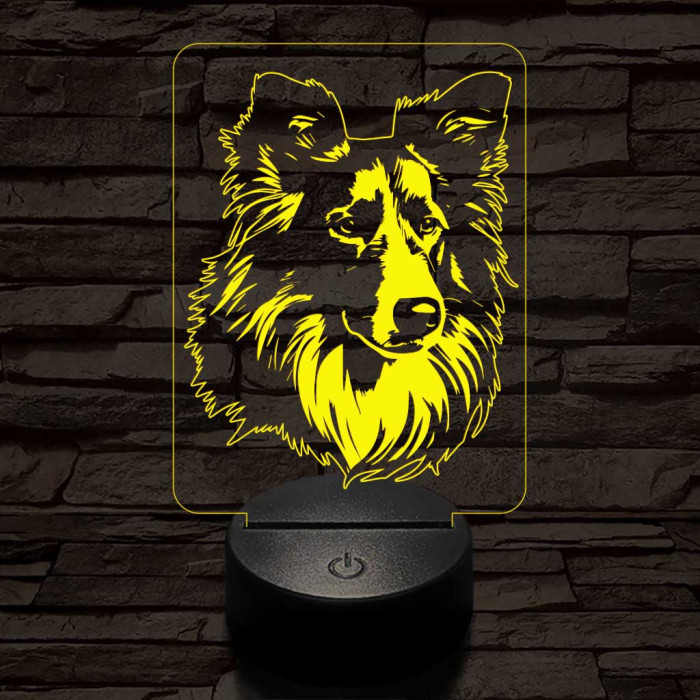Skót juhászkutya 7 színű 3D led lámpa