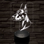 Dobermann-fej, 7 színű 3D led lámpa