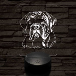 Bordeaux-i dog-fej, 7 színű 3D led lámpa