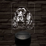 Angol cocker spániel, 7 színű 3D led lámpa
