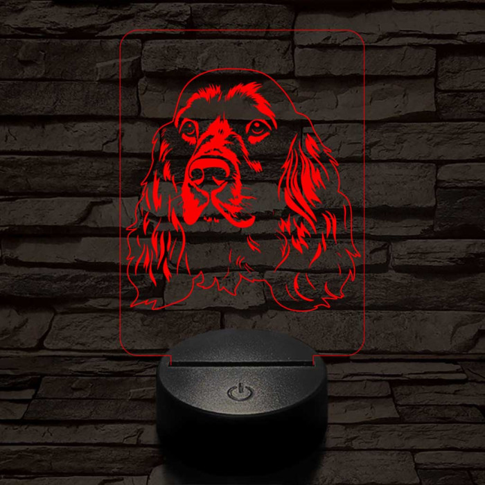 Angol cocker spániel, 7 színű 3D led lámpa