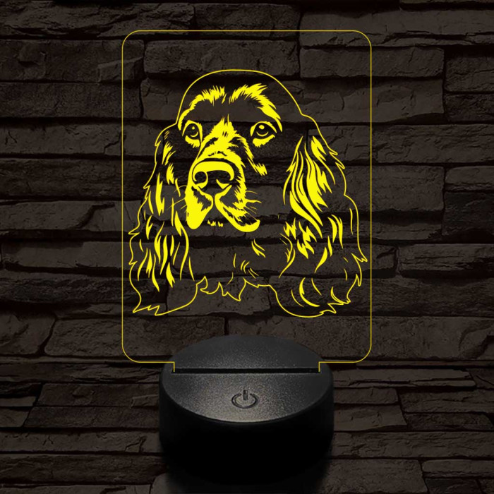 Angol cocker spániel, 7 színű 3D led lámpa