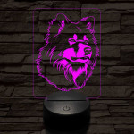 Finn lappkutya-fej, 7 színű 3D led lámpa