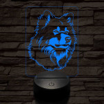 Finn lappkutya-fej, 7 színű 3D led lámpa