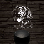 Simaszőrű retriever-fej, 7 színű 3D led lámpa