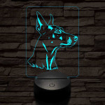 Német pincser-fej, 7 színű 3D led lámpa