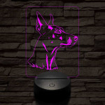 Német pincser-fej, 7 színű 3D led lámpa